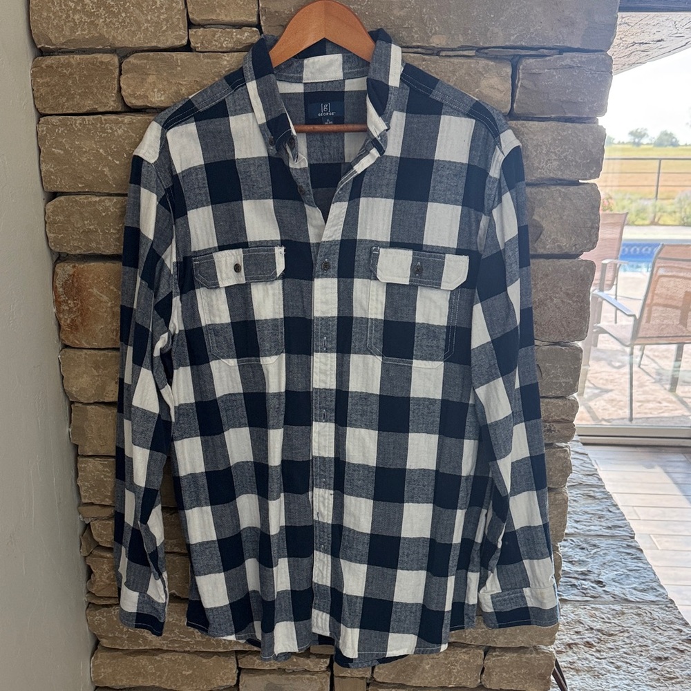 George Black and White Plaid Casual Shirt